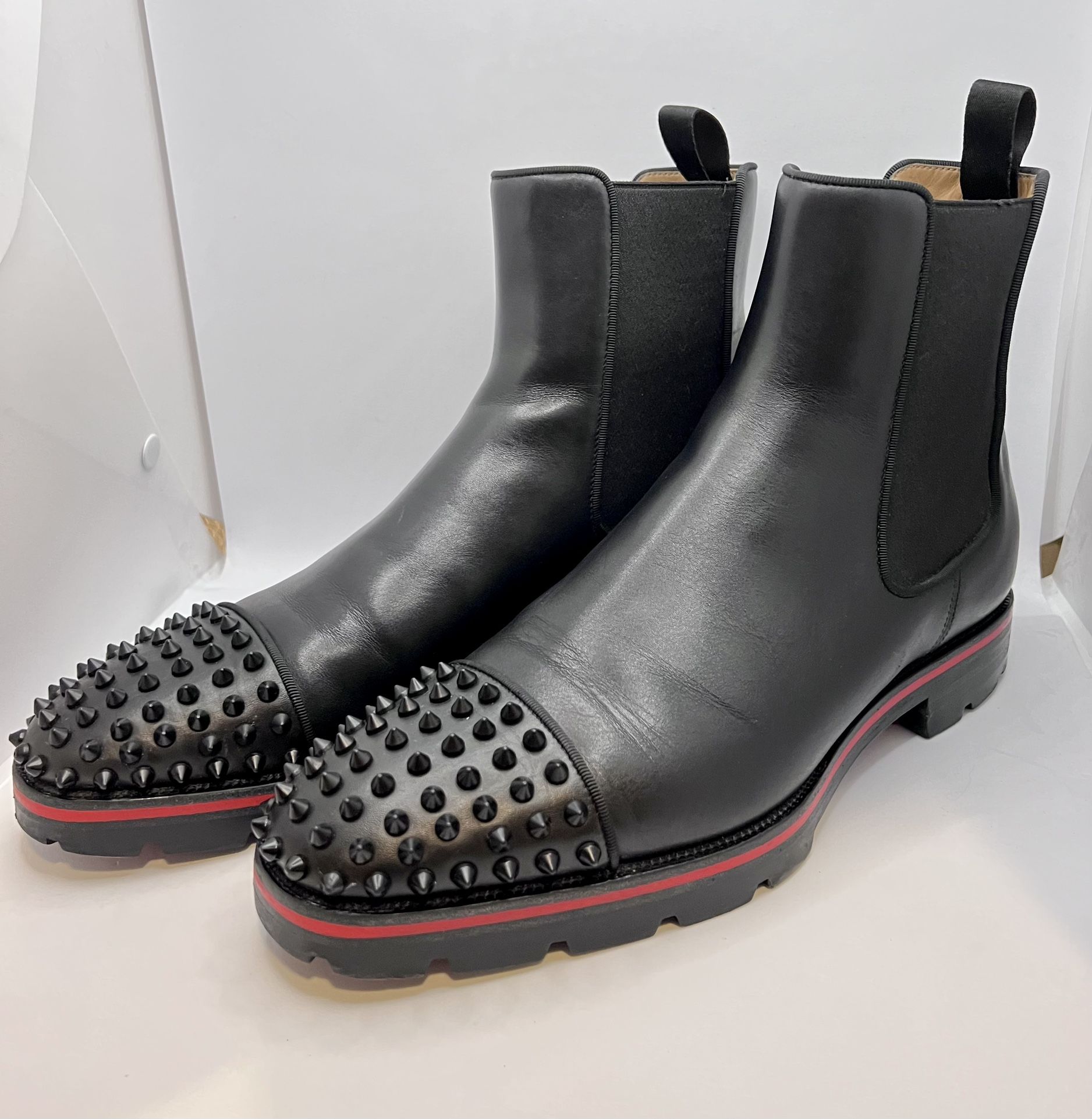 Christian Louboutin black Melon Leather Ankle Boots