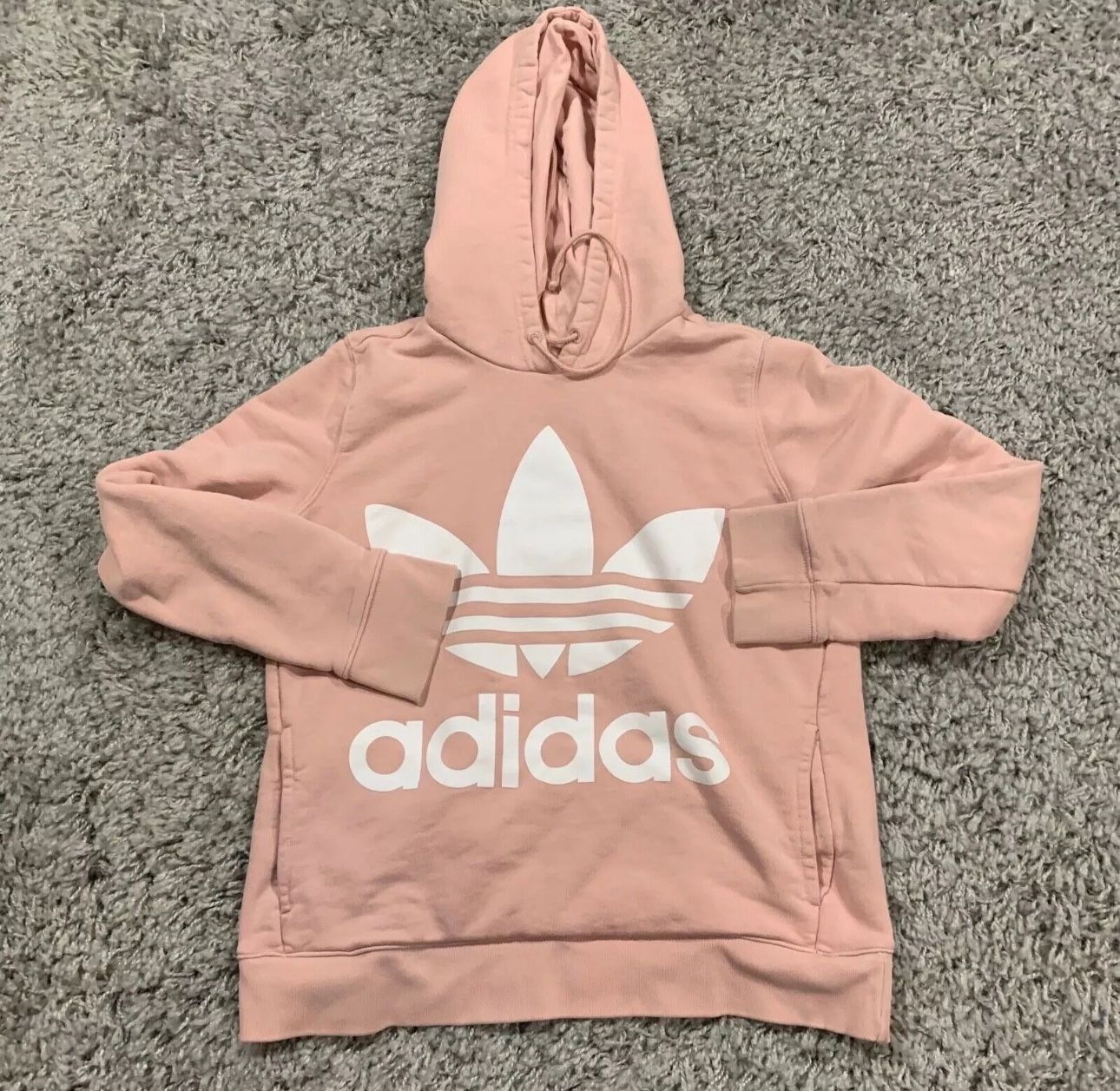 Adidas Sweater Womens S Small Pink Sweatshirt Hoodie Hooded Pullover
