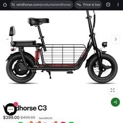 Windhorse Electric Scooter 500 Watt Motor Peak At 800 Watts 20mph UP 30 Distance 