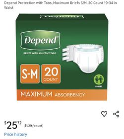 Depends Size Small/medium 20 Count