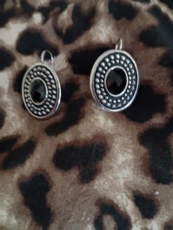 Black Onyx Stone And Silver Super Cute Earrings