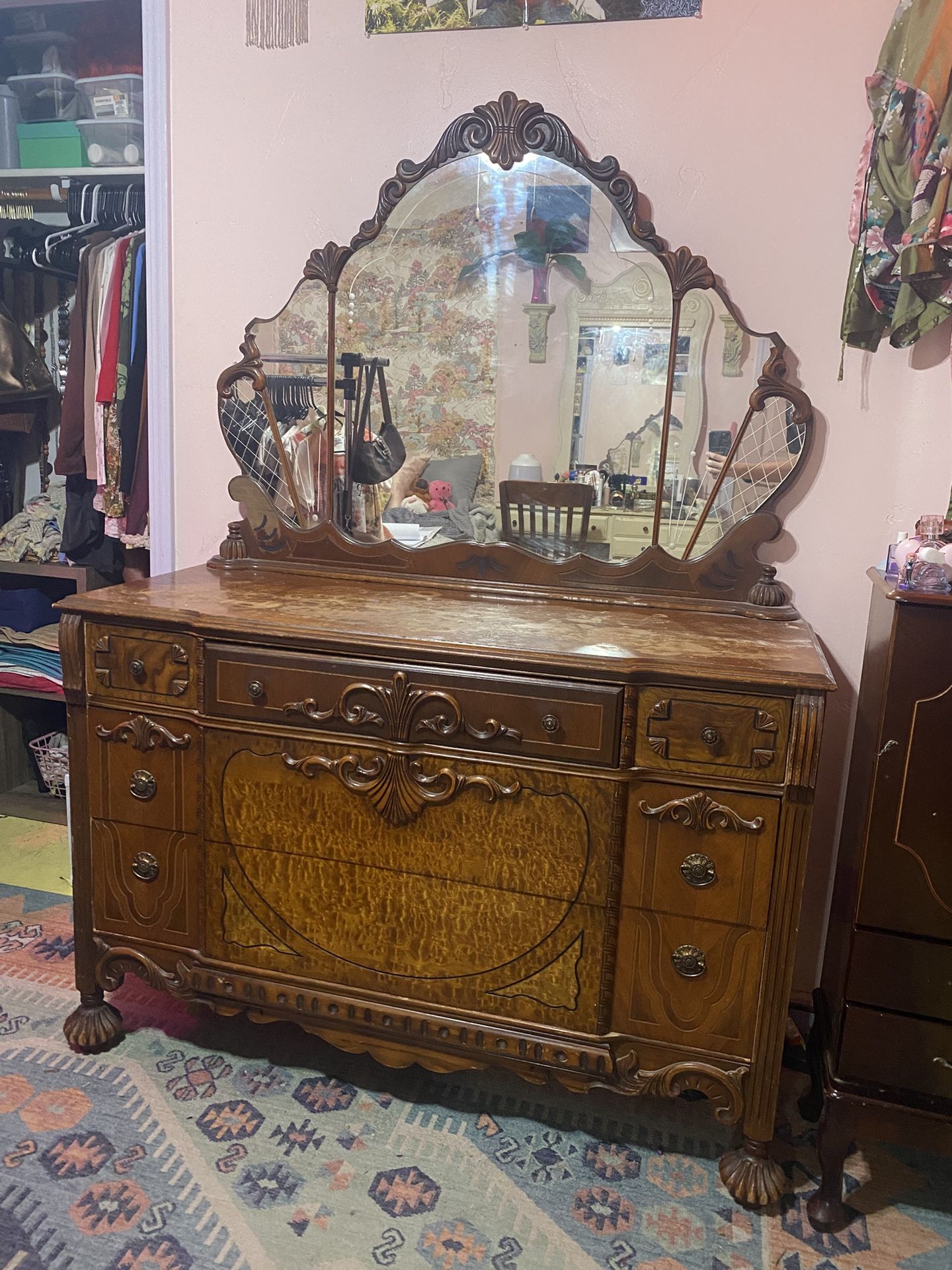 Antique Dresser With Mirror