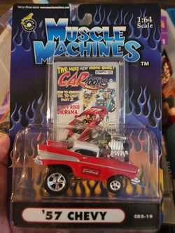 '57 CHEVY Muscle Machines CARtoons EDITION 1:64 Scale CO2-19 NIB Red super rare