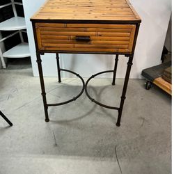 Vintage 80’s split bamboo end table  night stand with faux bamboo metal legs. Plant stand?  