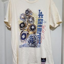 LA Dodgers Mitchell & Ness MLB World Series Champs Rings Cream Size Large L