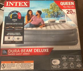 Intex 20" Queen Dura-Beam Deluxe Raised Air Bed Mattress with Built-in Pump