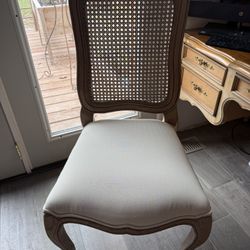 Wood Ivory / Beige Dining Chairs (2)