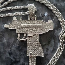 24" Iced Out Rope Chain With Pendant Necklace New