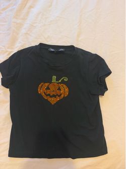 Glitter pumpkin crop tee