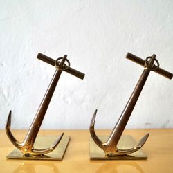 Pair Of Vintage Nautical Solid Brass Bookends 