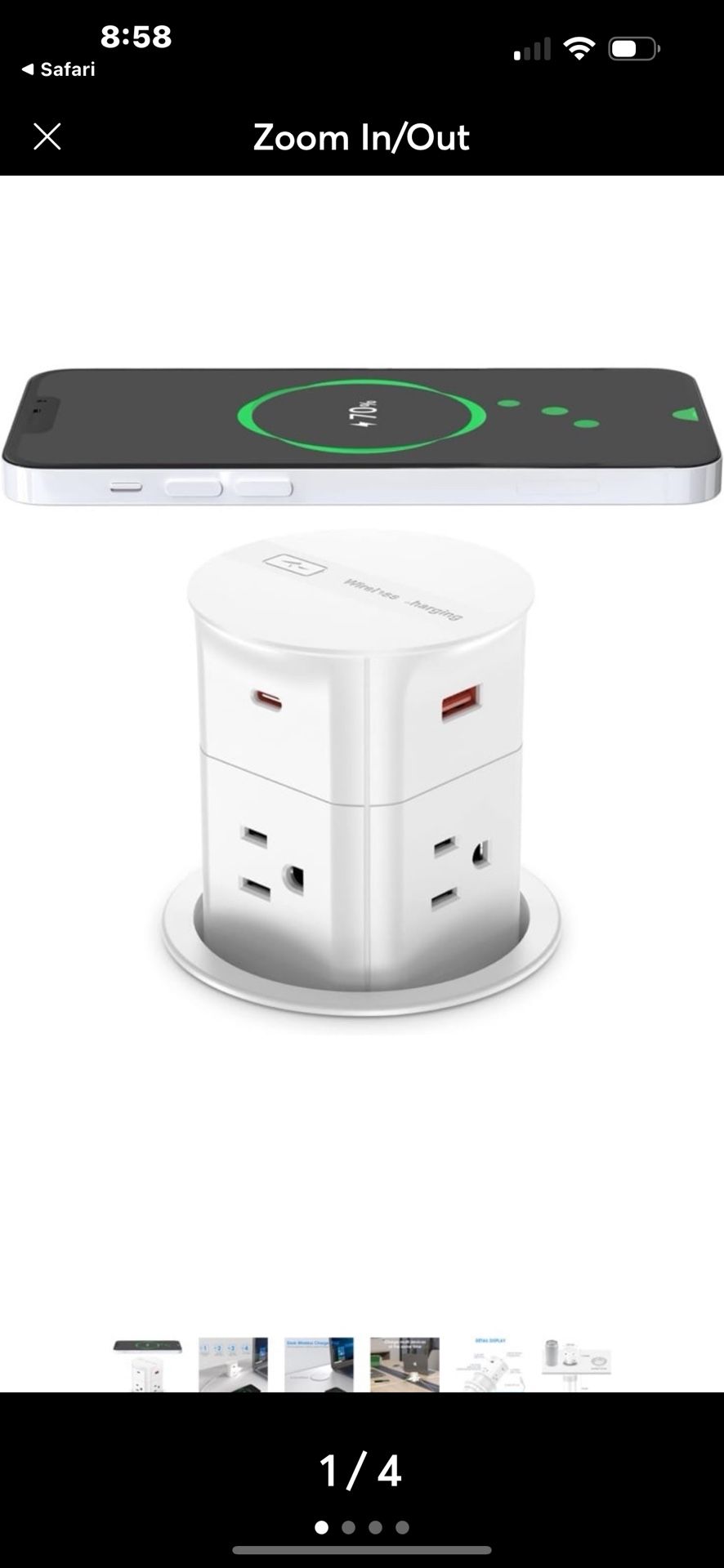 ANNQUAN Automatic Pop Up Countertop Outlet with 15W Wireless Charger 4.7''