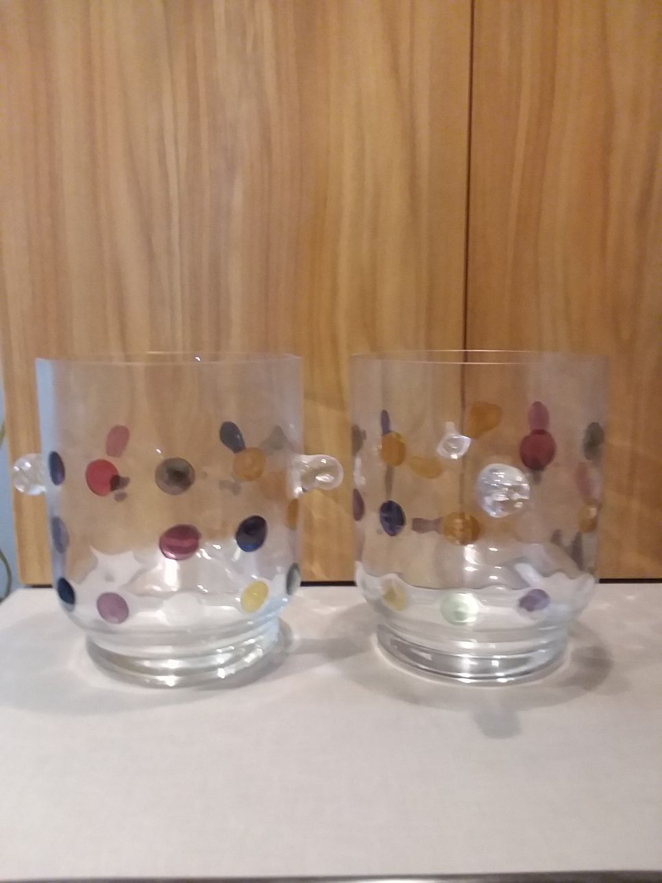 Vintage Handblown Polka Dot Ice Buckets/Coolers