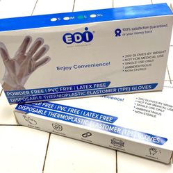 New Food Gloves - Stretchable Plastic TPE Food Service Gloves (200 pcs) (Clear) – Powder-Free, Latex-Free