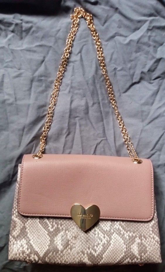 2023 DUNE London Cream Pink Snake Print Pink Gold Chain Luxury Purse