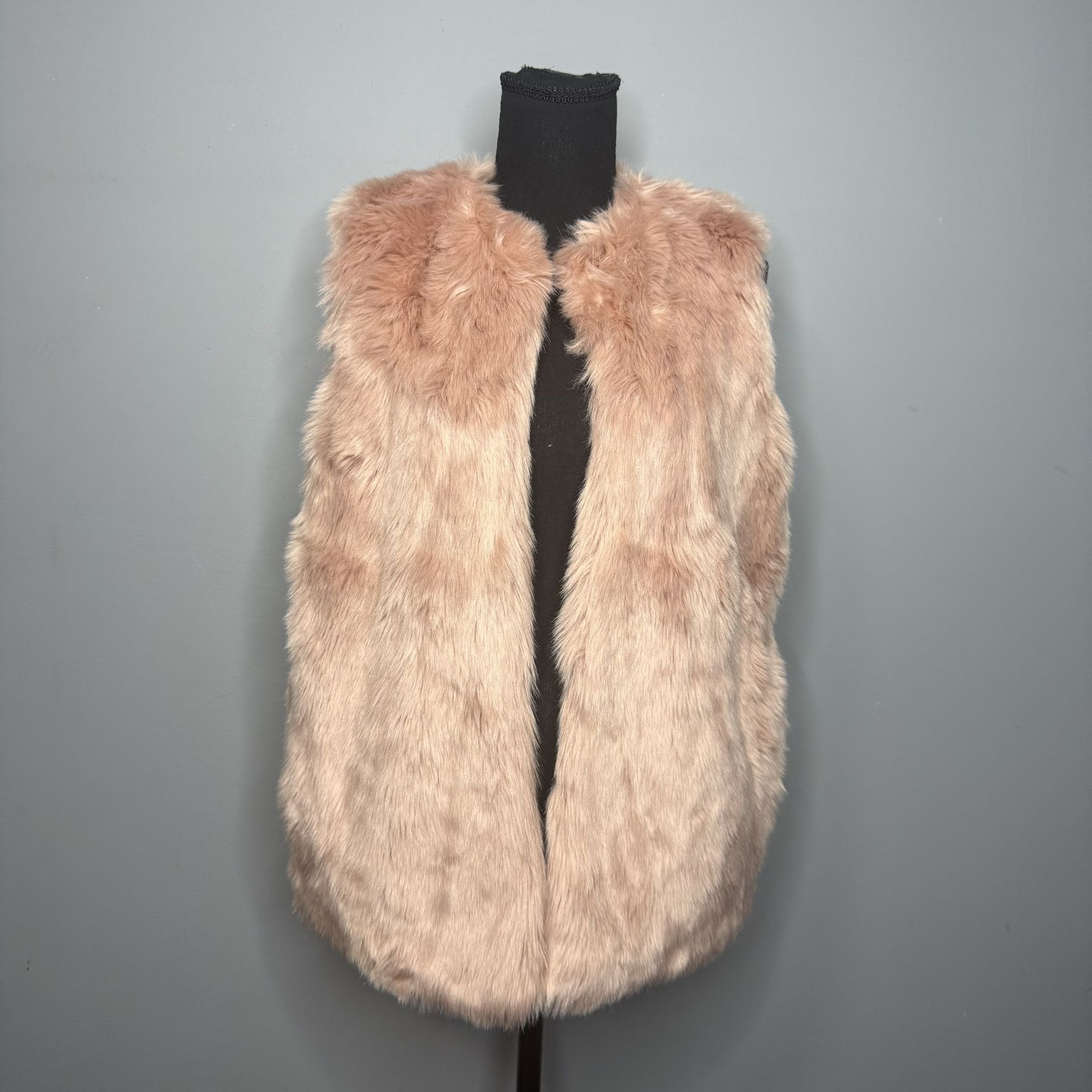 A New Day Pink Faux Fur Sleeveless Open Front Vest Women's Size Small S