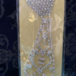 Rhinestone Bling Bow Tie Fashion Necktie Choker Necklace 