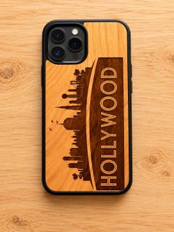Hollywood silhouette 
 design wood phone case for iPhone and Samsung galaxy