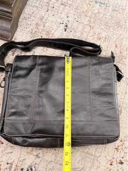 Jack Georges Black Leather Messenger Bag / Laptop bag