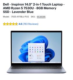 Dell Inspiron Touchscreen 2 in 1 Laptop & Tablet w/ Logitech Wireless Keyboard with Mouse