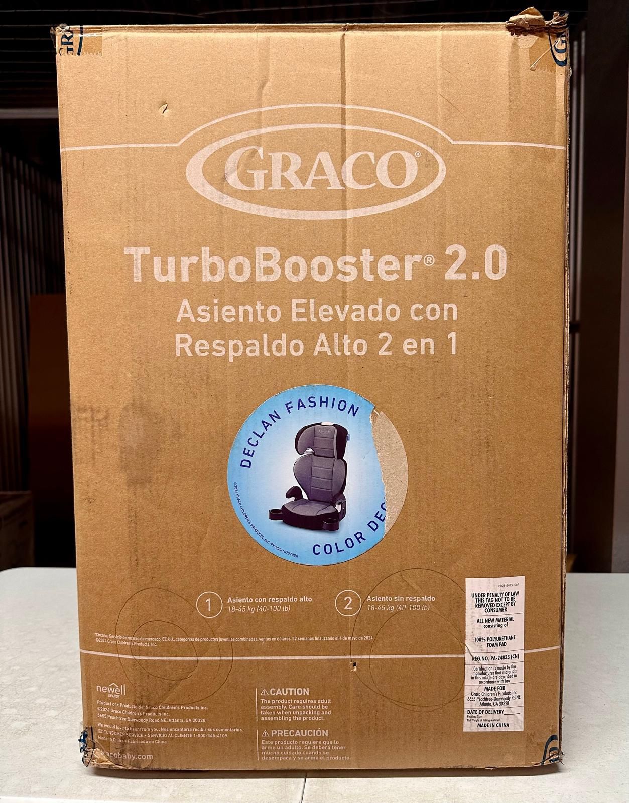 Graco TurboBooster 2.0 Highback Booster Car Seat, 2-in-1 Child Seat, Declan