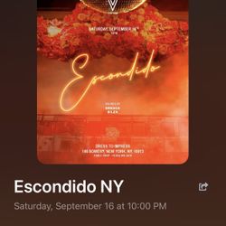 Escondido NYC Club Ticket 