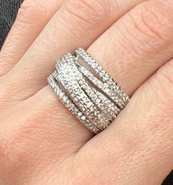 Sterling Silver With Pave Cz diamonds Size 7