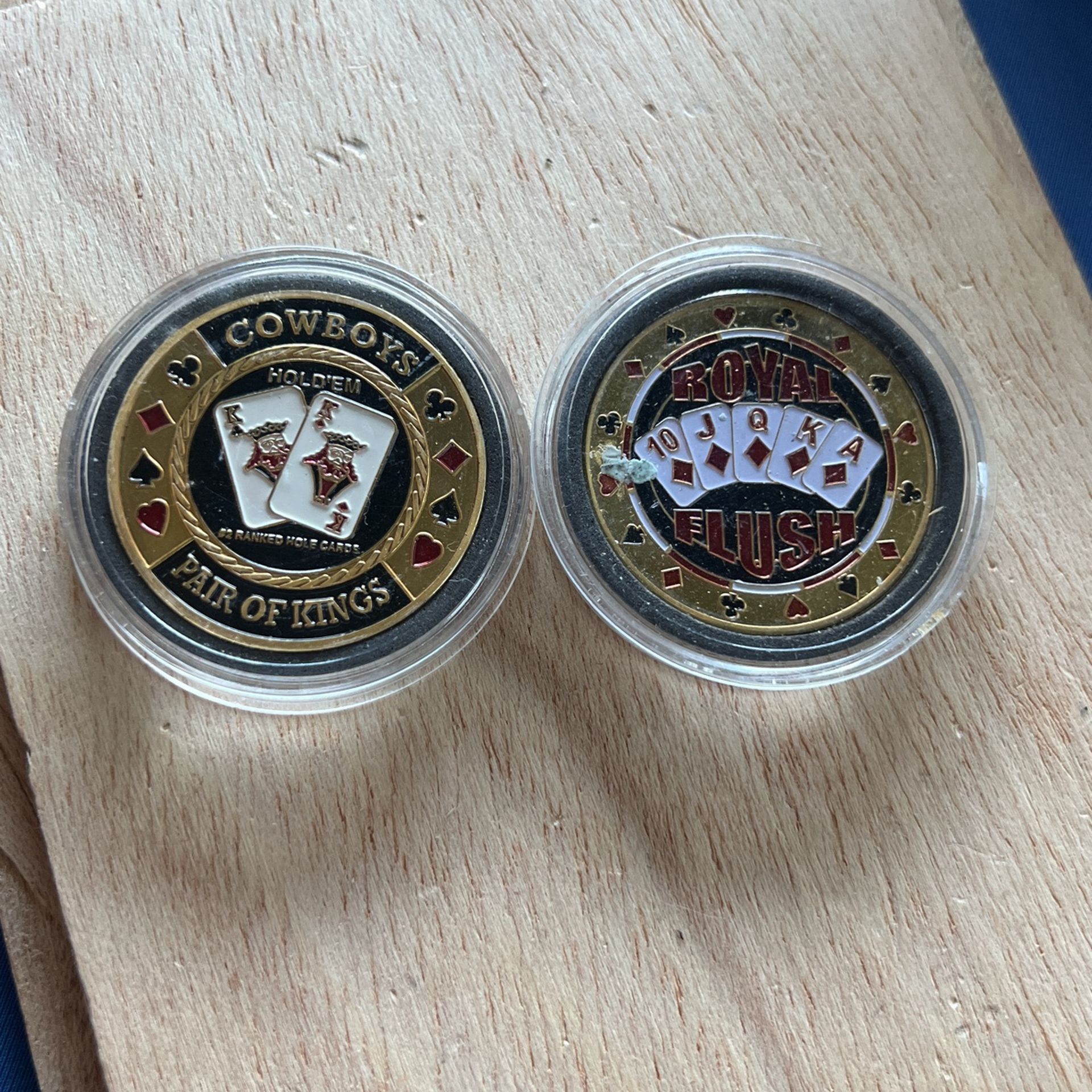 Two poker card guards, Las Vegas, Nevada