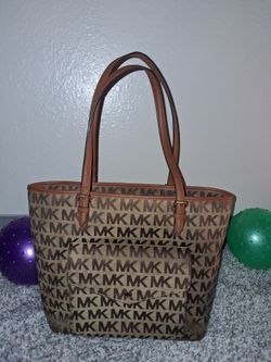 Michael Kors Jet Set Medium Snap Pocket Tote Bag - Brown/Tan Monogram