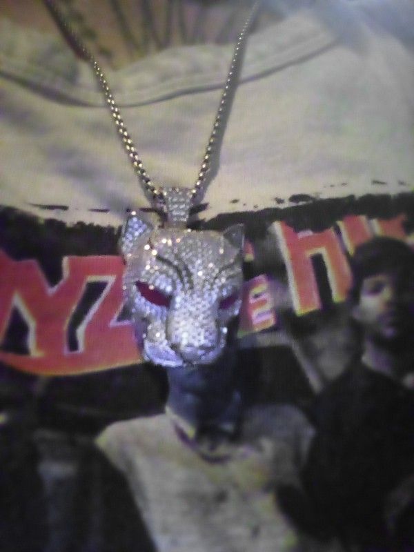 Solid .925 Diamond Encrusted Panther Head Pendant