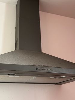 Black Wall-Mount Range Hood with Chimney