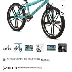 Mongoose Craze Kids BMX Bike, 20-in. Wheels, Kids Ages 6+, Black & Mint Child Bicycle