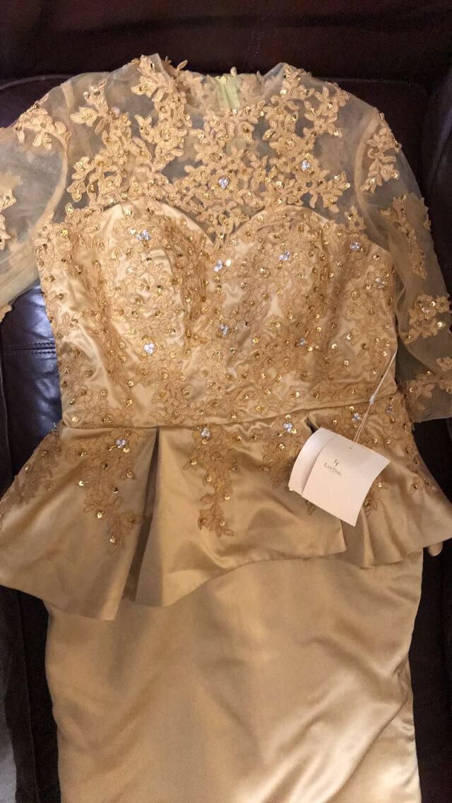Long Sleeve Peplum Mermaid Style Ball Gown/Prom Dress