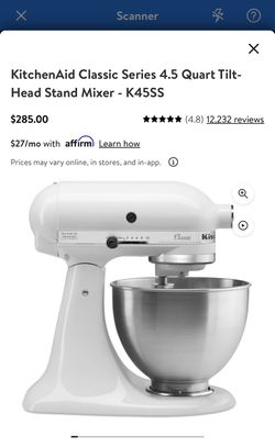 KitchenAid Classic Series 4.5 Quart Tilt- Head Stand Mixer - K45SS