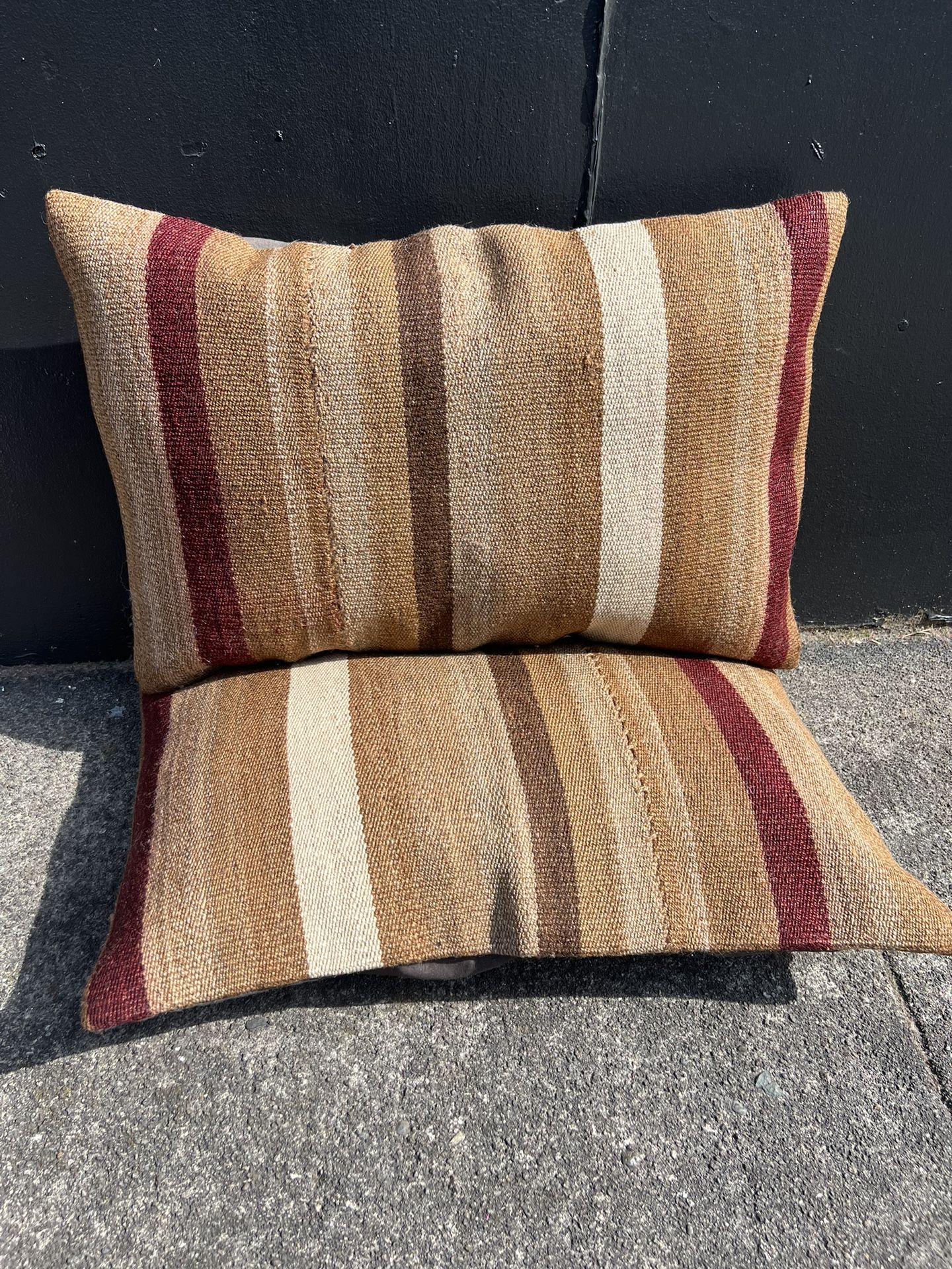 Two Handmade Turkish Pillow Cases 15x23in