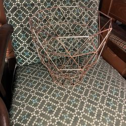 Rose Gold Geometric Waste Basket Can