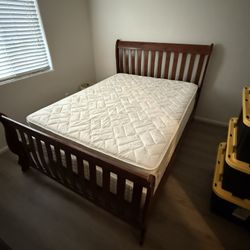 Queen Bed Frame w/ Mattress and Box Spring