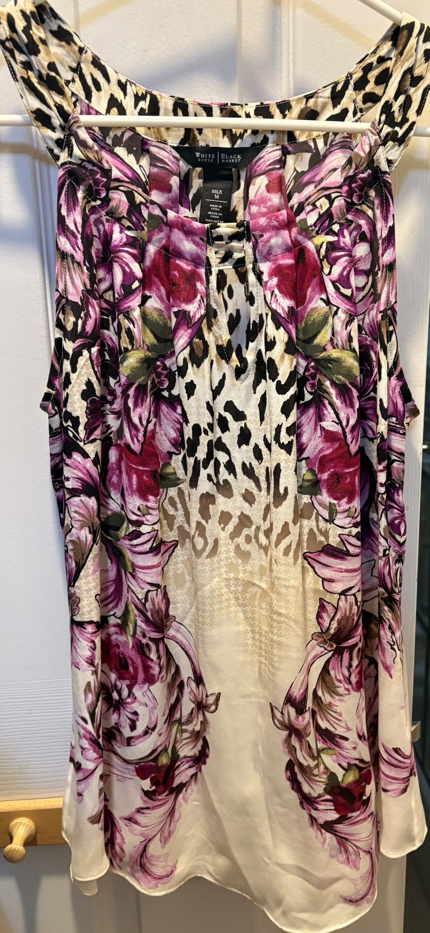 White House Black Market Women's Sleeveless Floral Halter Tank Top 100% Silk M