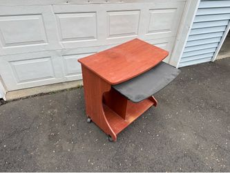 Rolling Wood Computer Desk w/ Keyboard Tray