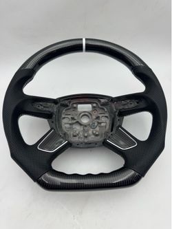 Audi 2013-2016 A4L A6L A7 A8 Q7 Flat Sport Black Carbon Fiber Steering Wheel