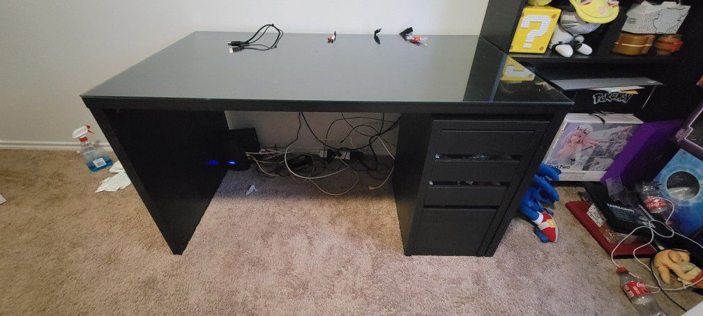 Ikea Desk With Glass And Drawer