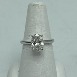 14kt White Gold Lab Grown Oval Solitaire Diamond Ring