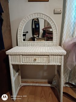 Vintage WICKER VANITY DRESSER
