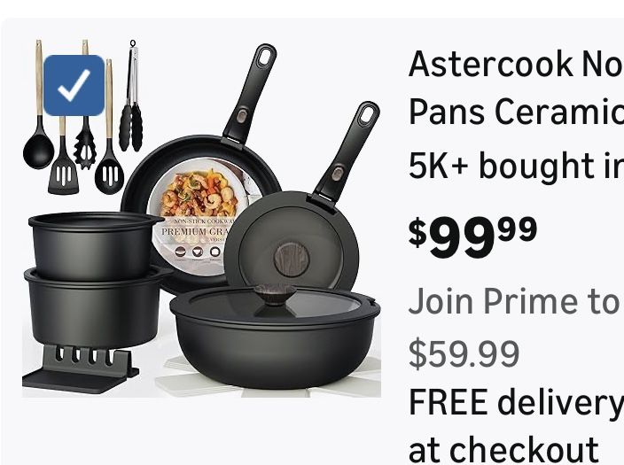 21 pcs Astercook Non Stick RV Pots and Pans Ceramic Kitchen Cookware Set Black