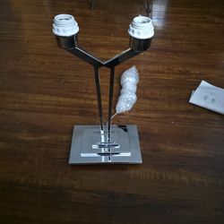 Modern Double Table Lamp – Elegant Chrome Base