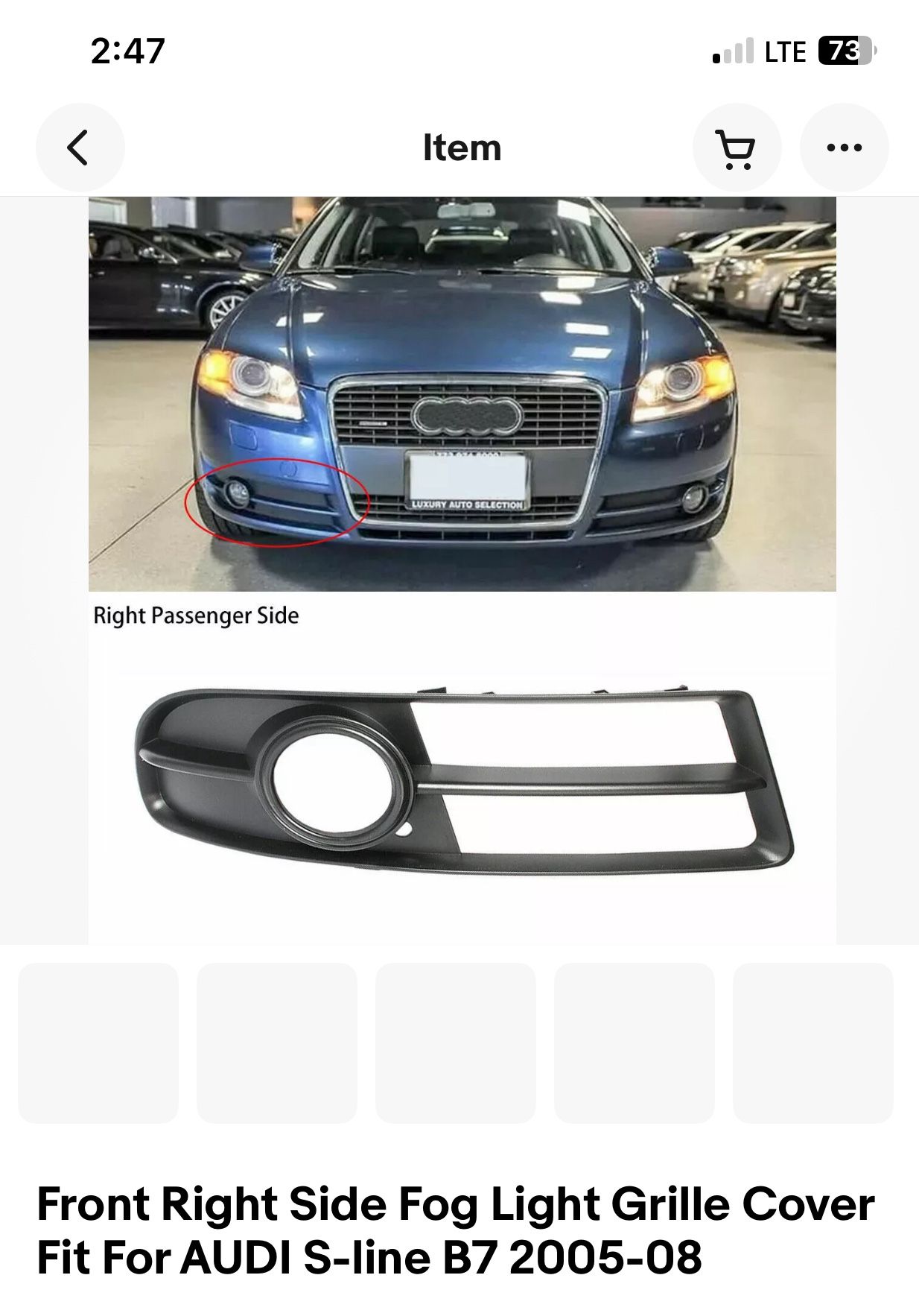 Front Right Side Fog Light Grille Cover Fit For AUDI S-line B7 2005-2008