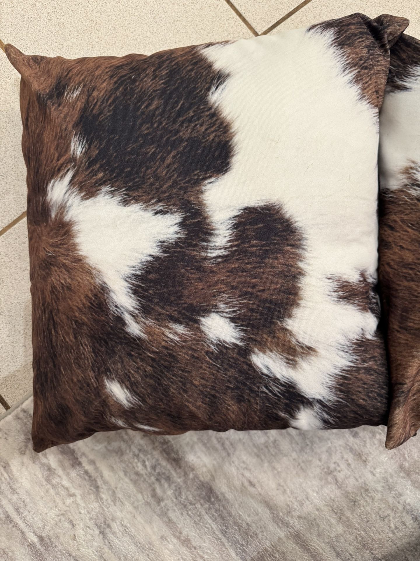 2 Faux Cow Hide Pillows