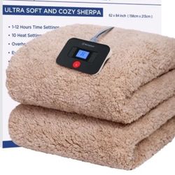 Westinghouse Electric Blanket Queen Size, Super Cozy Soft Flannel 84" X 90" Heated Blanket With 10 Fast Heating Levels & 1-12 Auto-Off, Machine Washab