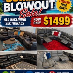 COMFY NEW LARGE RECLINING SECTIONAL SOFAS ON SALE ONLY $1499. IN STOCK SAME DAY DELIVERY 🚚 EASY FINANCING 