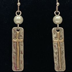 Silver Toned Crucifix Earrings