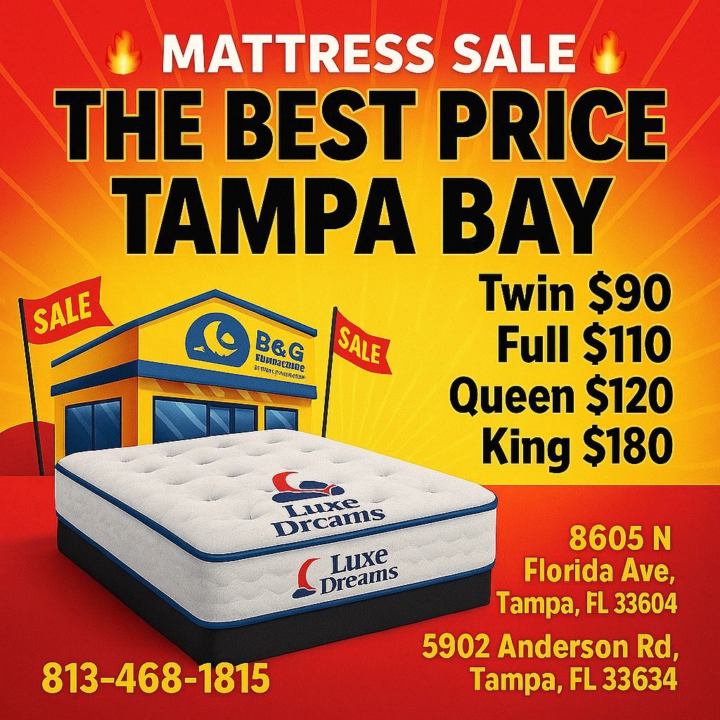 LIQUIDATING ALL OUR INVENTORY TWIN $90 • FULL $110 • QUEEN $120 • KING $180 EVERYTHING MUST GO!